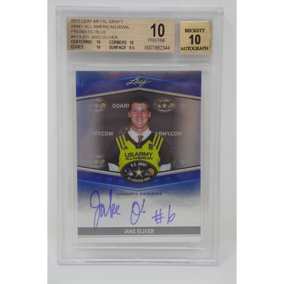 2013 Leaf Metal Draft Army All American Bowl Jake Oliver Beckett 10 PRISTINE - Picture 1 of 7